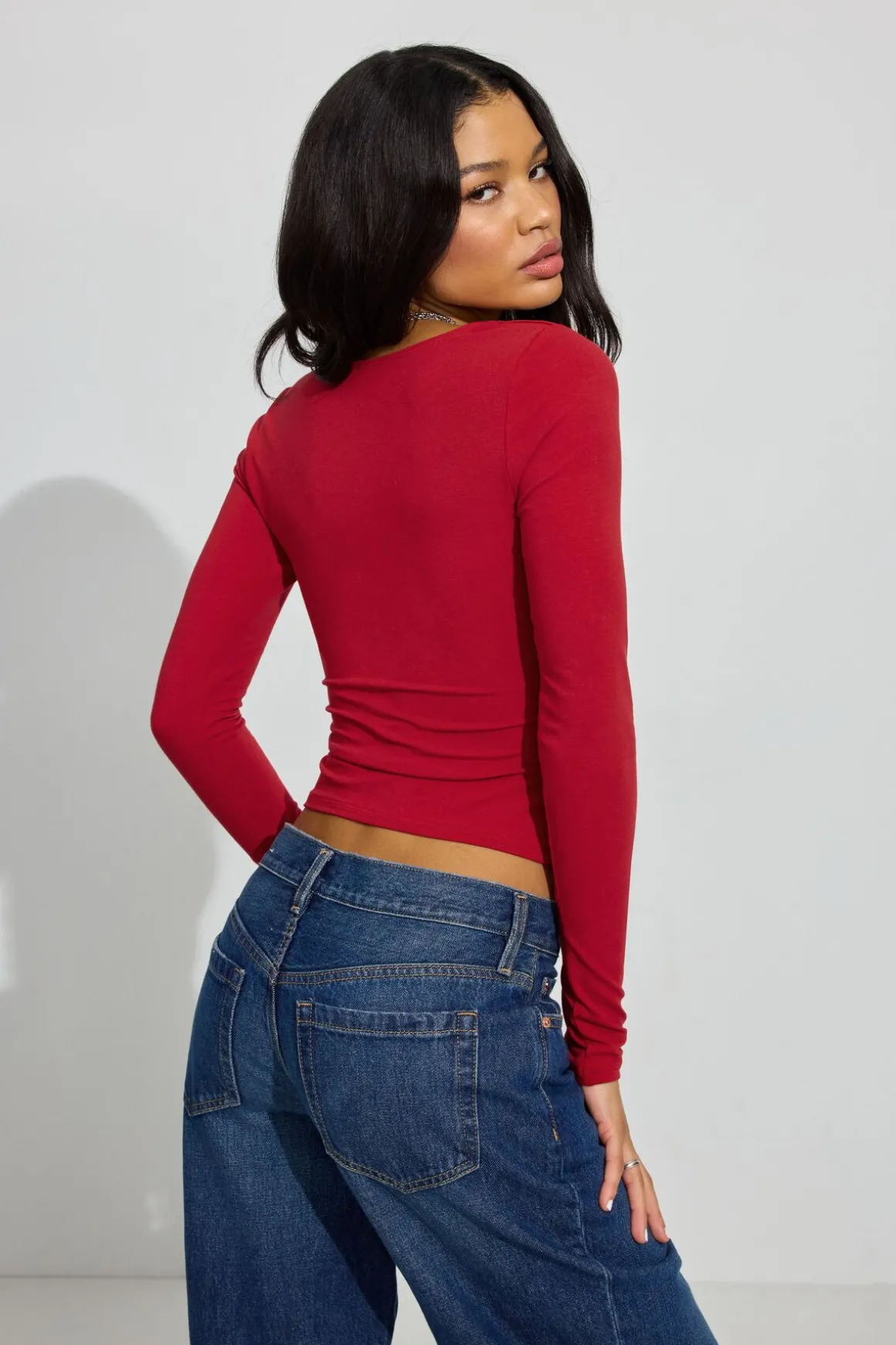 Sale Addison Square Neck Top Long Sleeve Tops