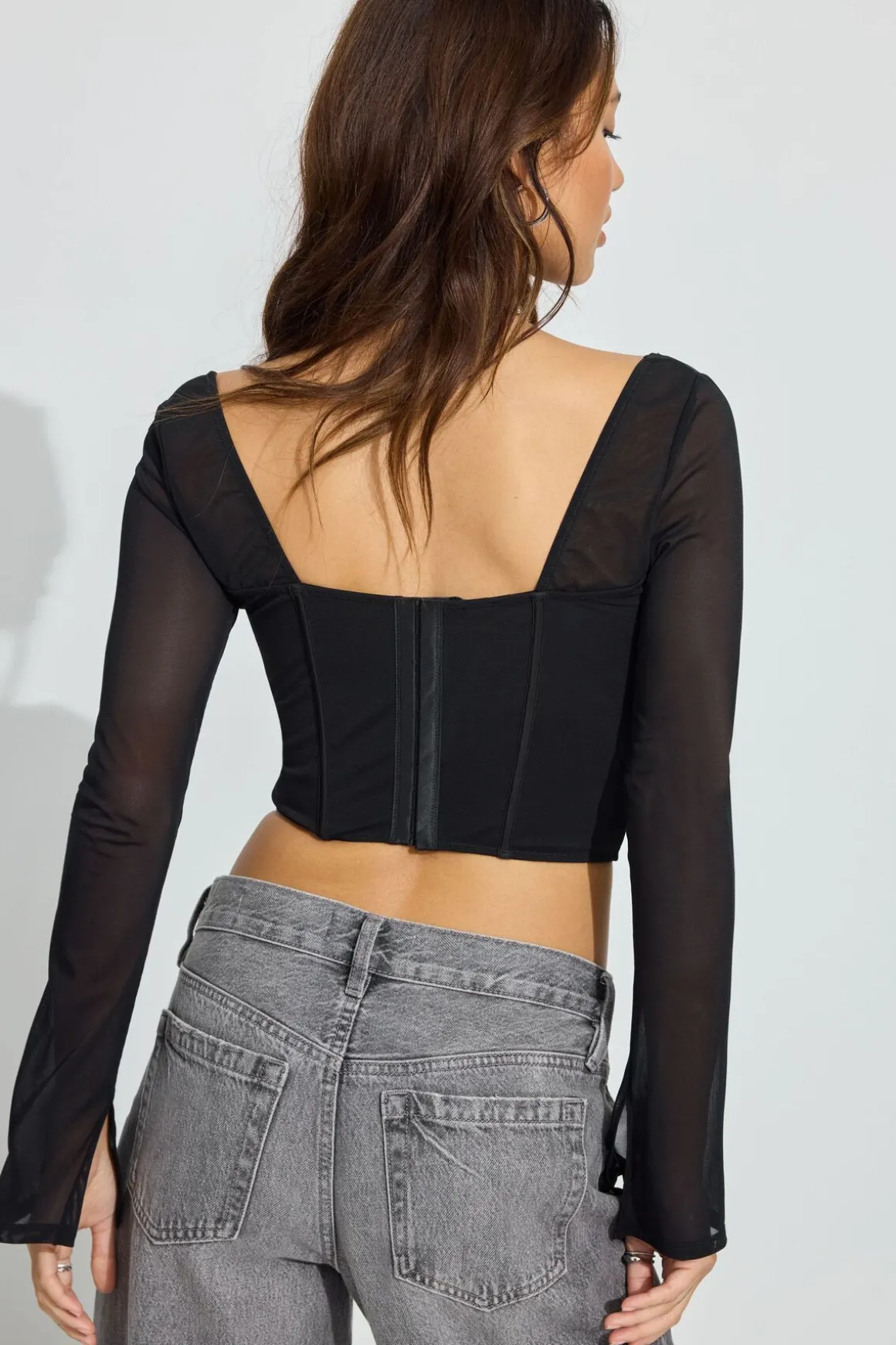 Sale Aria Long Sleeve Bustier Top Long Sleeve Tops