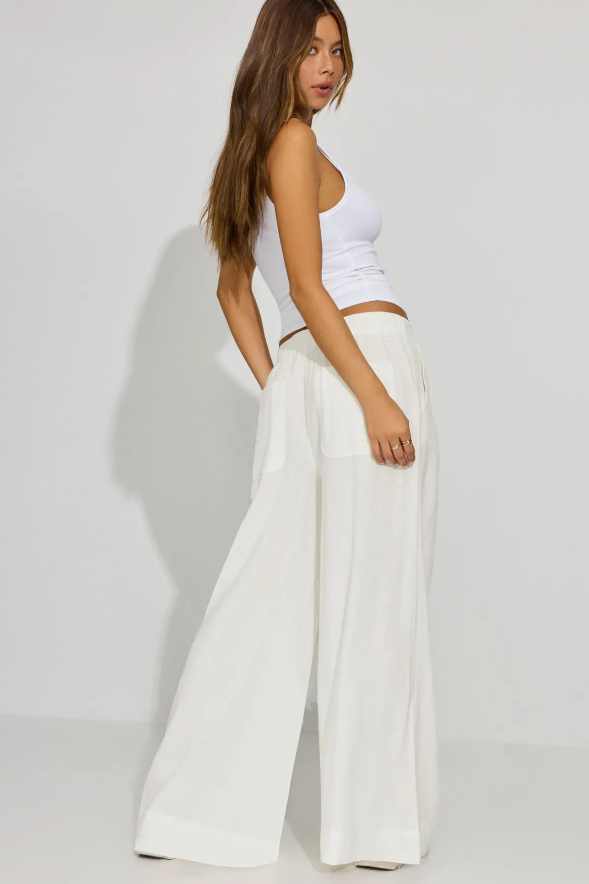 Clearance Baggy Linen Trousers Pants