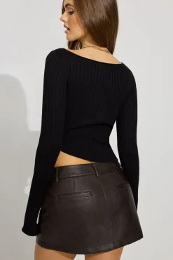 Store Bodycon Boat Neck Sweater Sweaters & Cardigans|Long Sleeve Tops