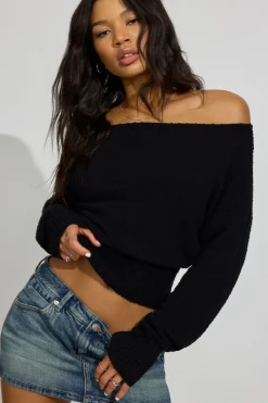 Sale Bouclé Boat Neck Sweater Sweaters & Cardigans|Long Sleeve Tops