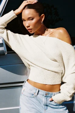 Sale Bouclé Boat Neck Sweater Sweaters & Cardigans|Long Sleeve Tops