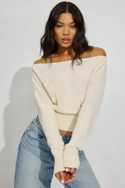 Sale Bouclé Boat Neck Sweater Sweaters & Cardigans|Long Sleeve Tops