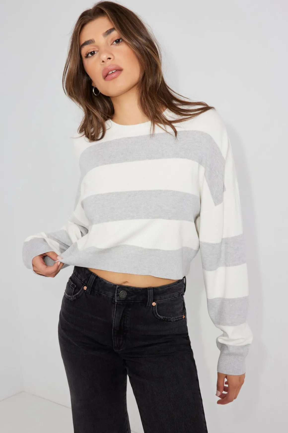 Clearance Boxy Stripe Sweater Sweaters & Cardigans|Long Sleeve Tops