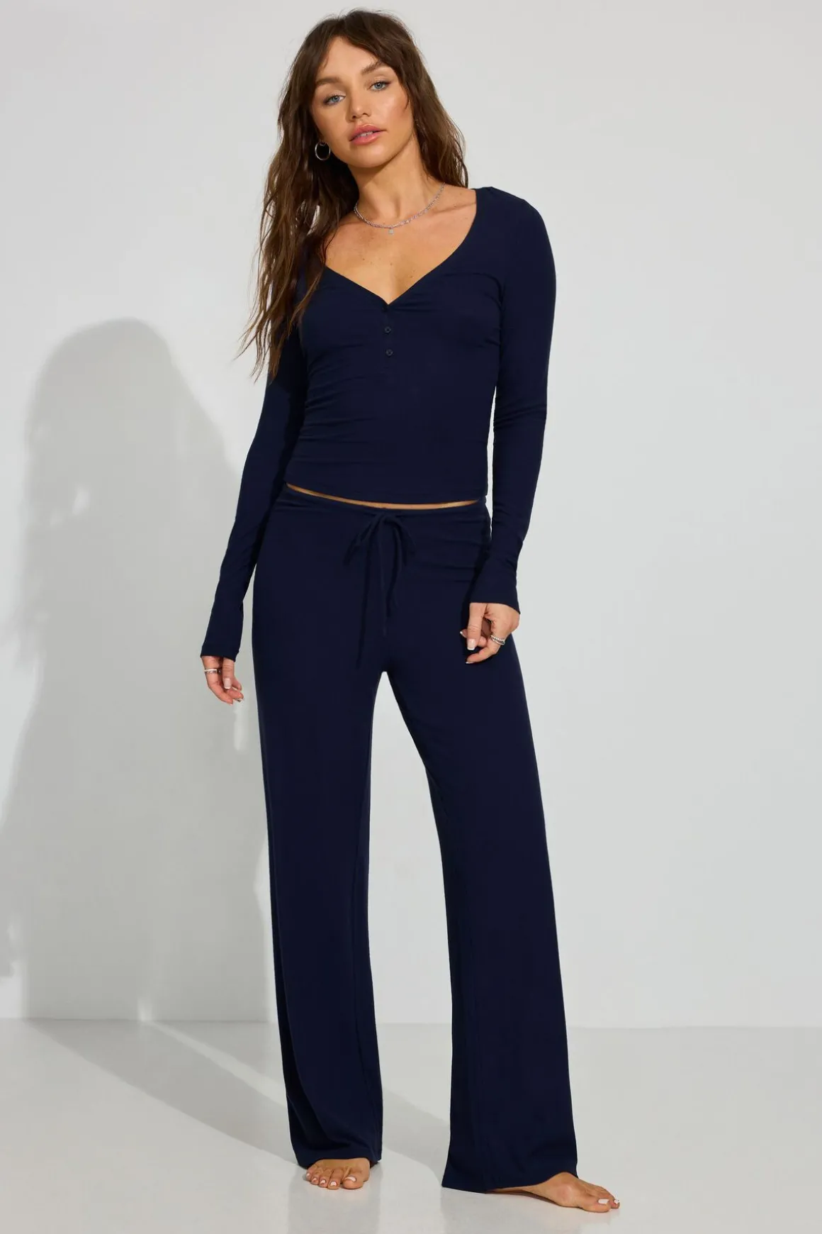Online Brushed Jersey Henley Matching Sets|Lounge & Sleep