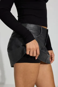 Best Sale Brynn Faux Leather Micro Skort Shorts & Skirts