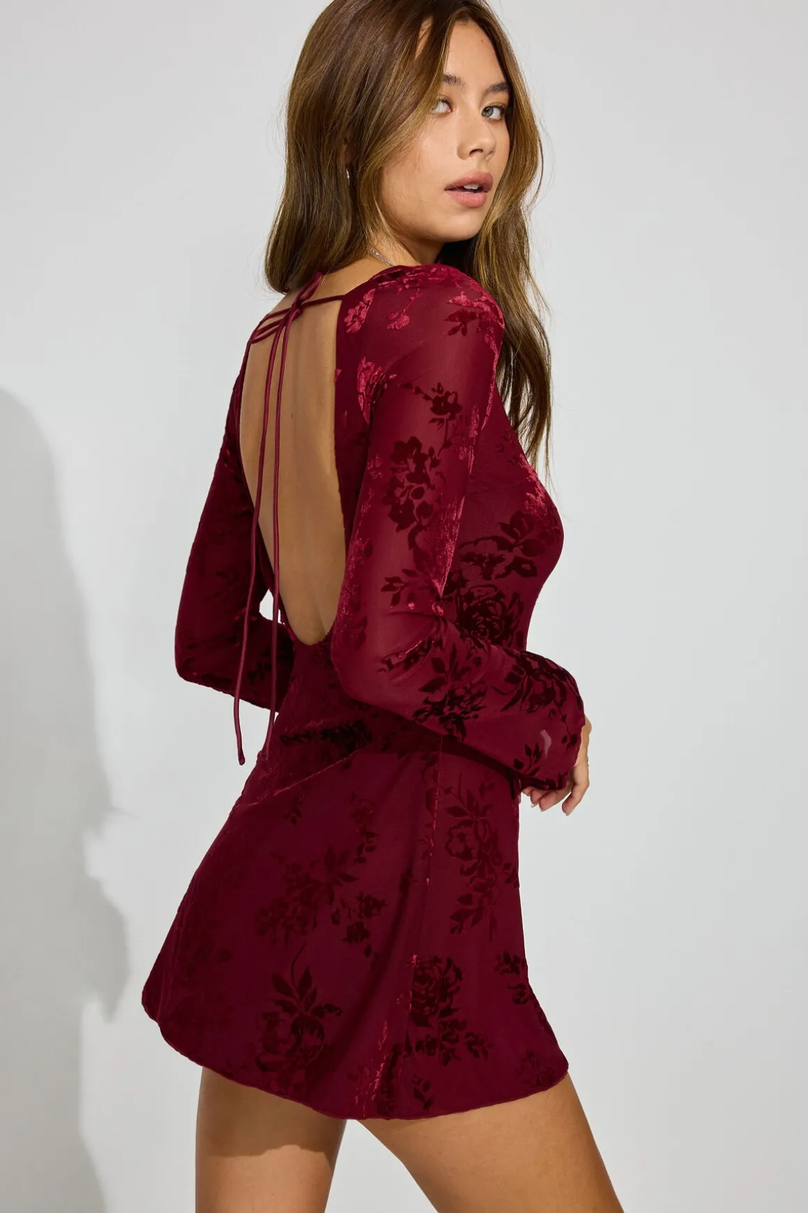 Store Burnout Open Back Mini Dress Dresses