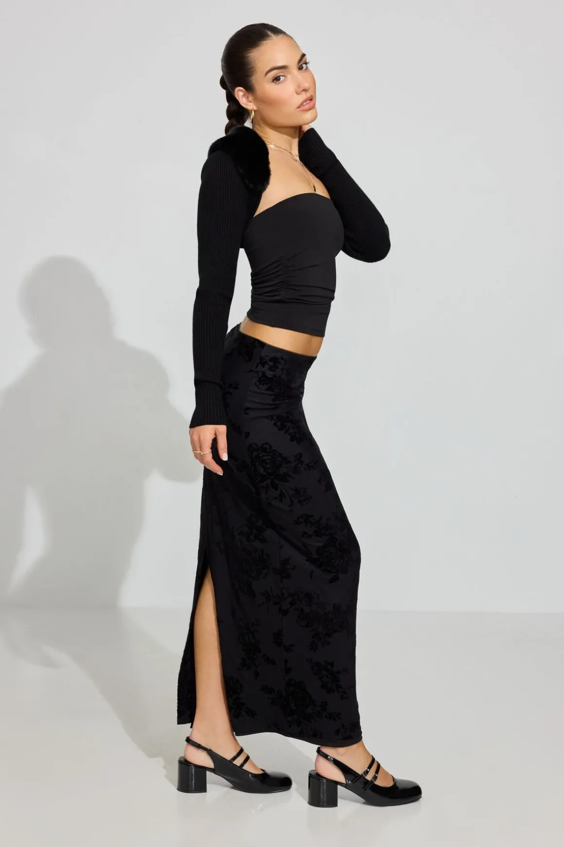 Sale Burnout Velvet Maxi Skirt Shorts & Skirts
