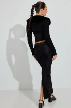 Sale Burnout Velvet Maxi Skirt Shorts & Skirts