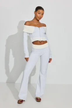 Clearance Combo Off Shoulder Zip Up Fleece|Hoodies & Sweatshirts