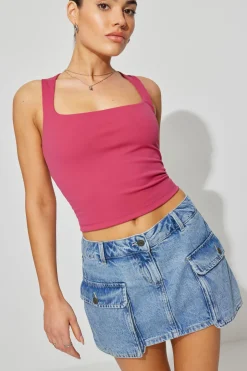 Fashion Denim Cargo Skort Shorts & Skirts|Cargos
