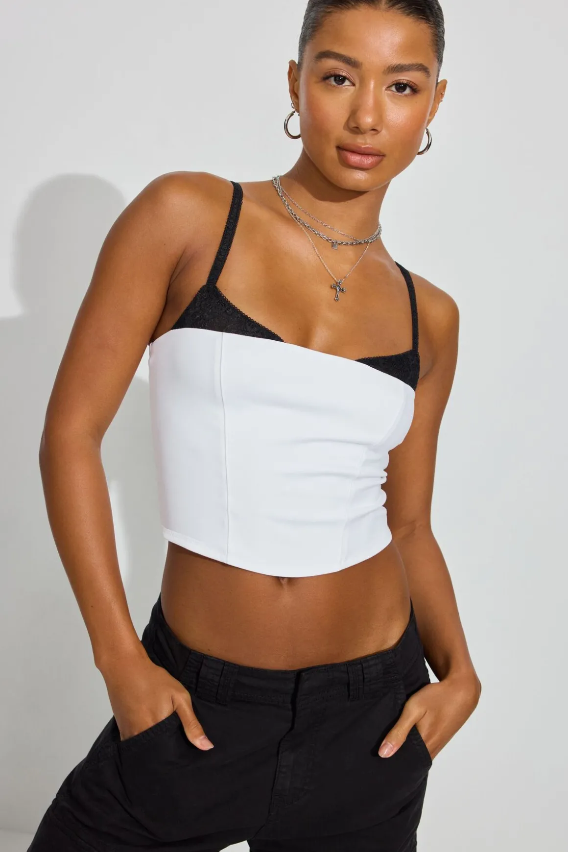 Flash Sale Double Layer Bustier Top Tank Tops