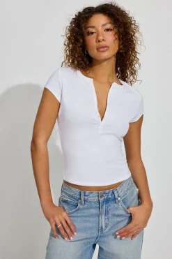 Hot Estelle Henley T Shirt Short Sleeve Tops