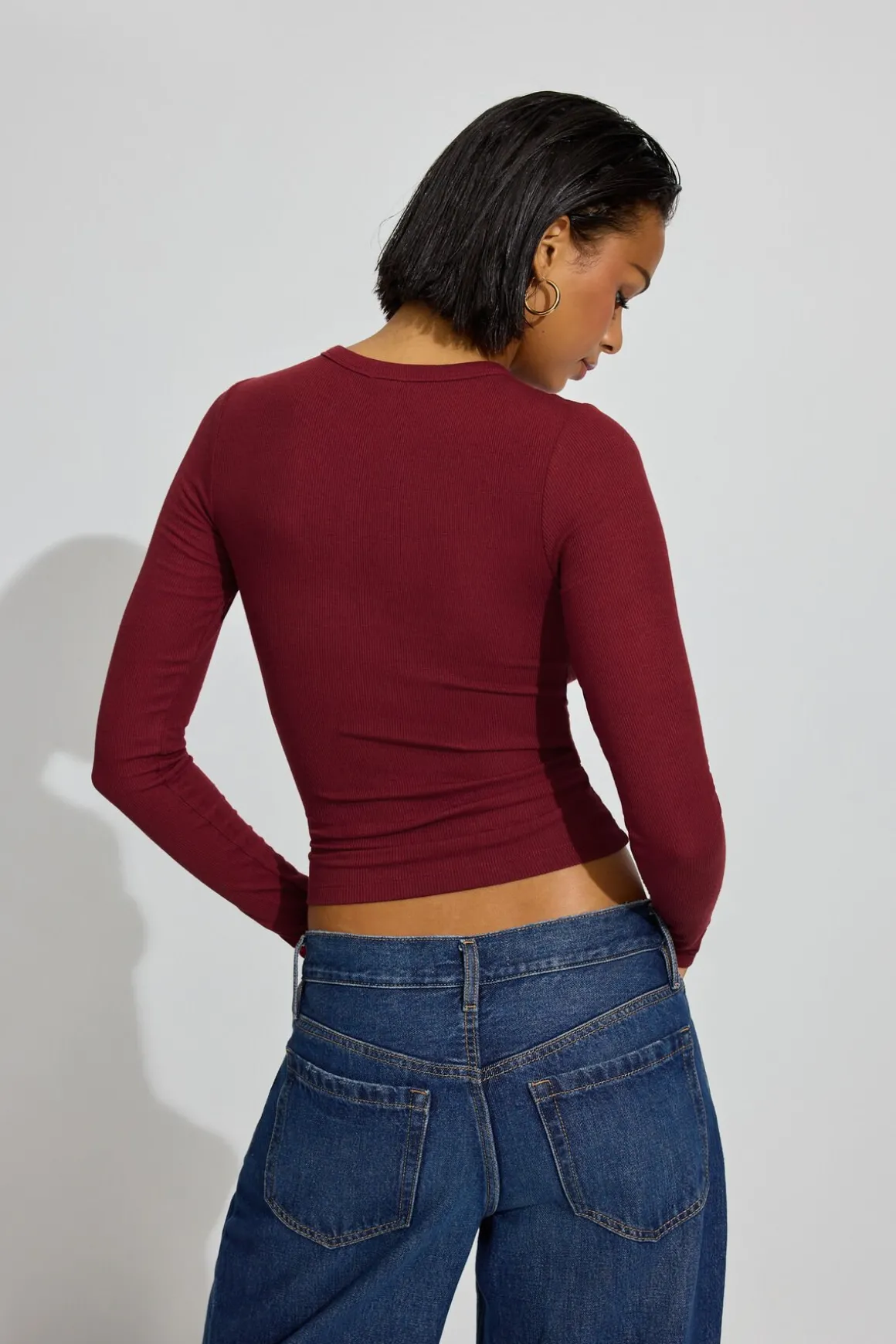 Hot Estelle Ribbed Long Sleeve T Shirt Tops|Long Sleeve Tops