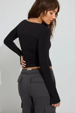 Best Sale Extreme Scoop Neck Long Sleeve Top Long Sleeve Tops