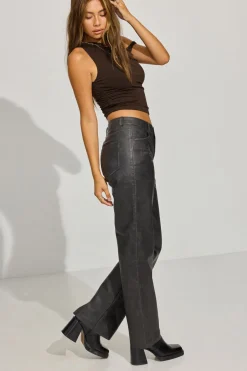 Online Faux Leather Straight Pants Pants