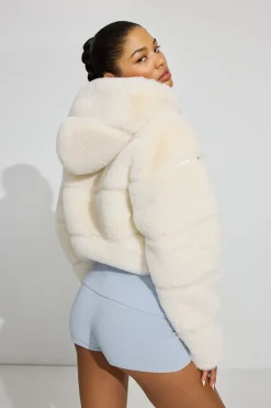 Shop Faux-Fur Puffer Jacket Cropped Jackets|Puffers