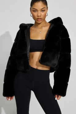 Flash Sale Faux-Fur Puffer Jacket Cropped Jackets|Puffers