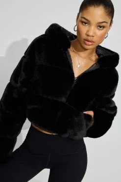Flash Sale Faux-Fur Puffer Jacket Cropped Jackets|Puffers