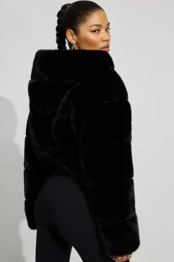 Flash Sale Faux-Fur Puffer Jacket Cropped Jackets|Puffers
