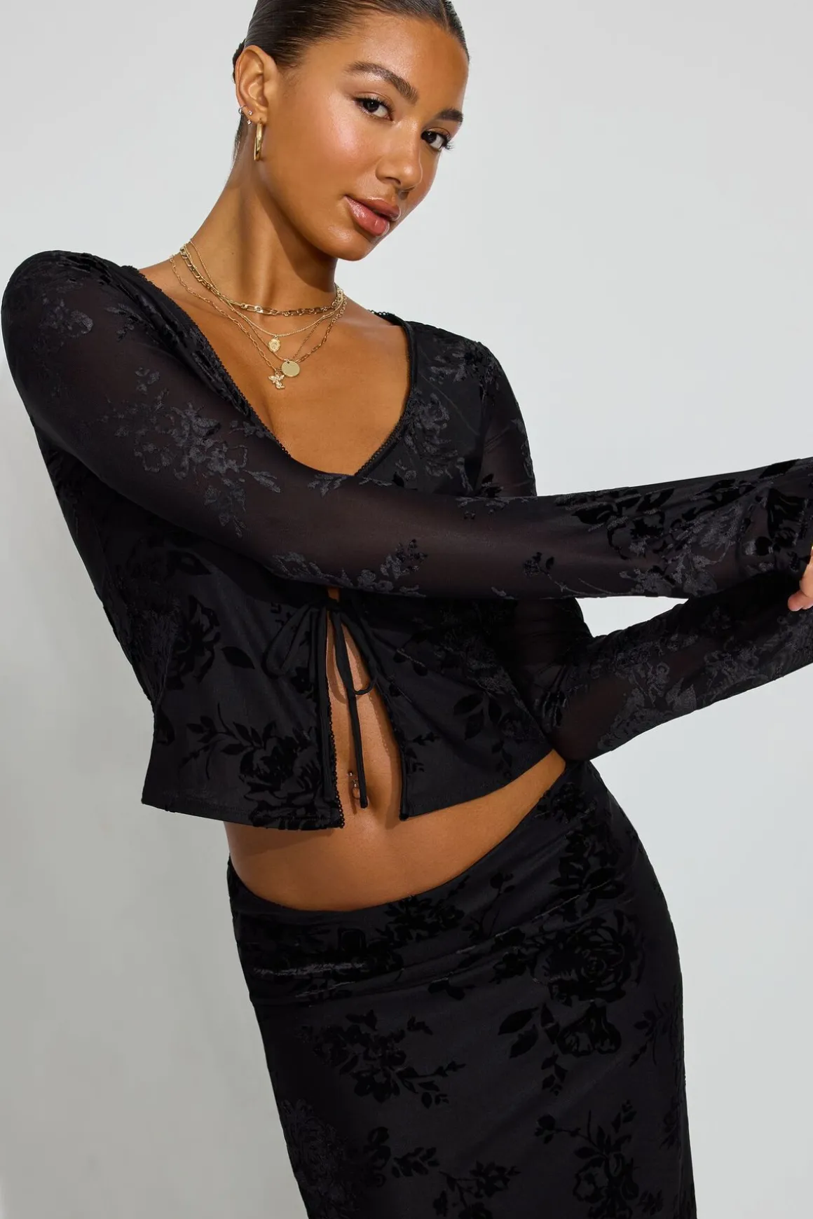 Clearance Flyaway Burnout Long Sleeve Top Long Sleeve Tops