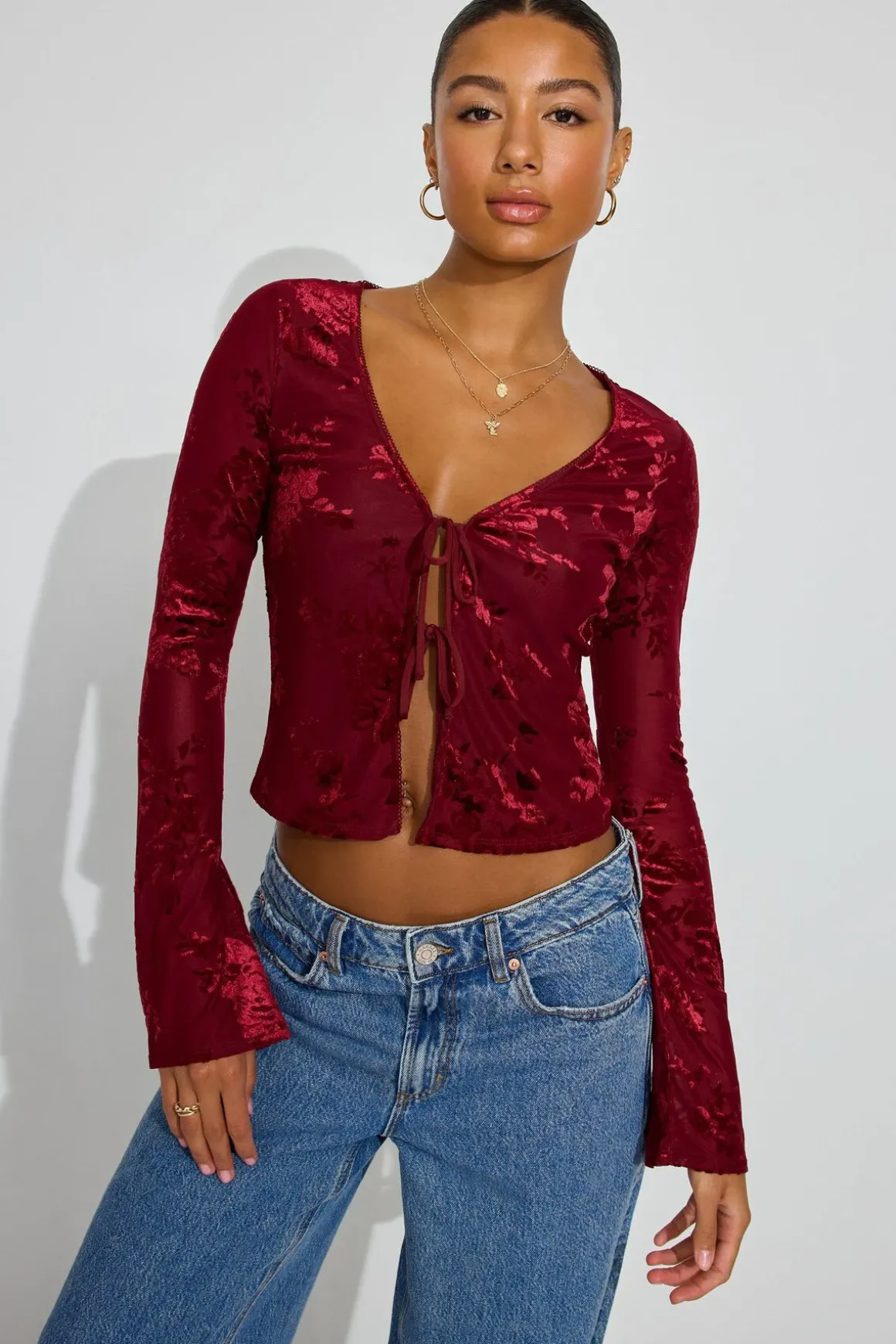 Discount Flyaway Burnout Long Sleeve Top Long Sleeve Tops