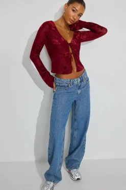 Discount Flyaway Burnout Long Sleeve Top Long Sleeve Tops