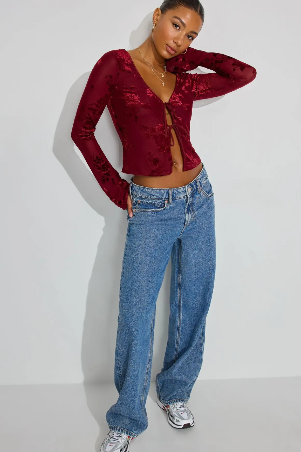 Discount Flyaway Burnout Long Sleeve Top Long Sleeve Tops