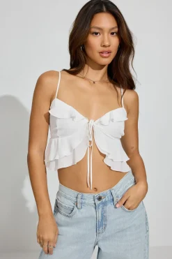 Cheap Flyaway Ruffle Babydoll Top Tank Tops