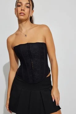 Shop Giselle Strapless Lace Corset Tank Tops