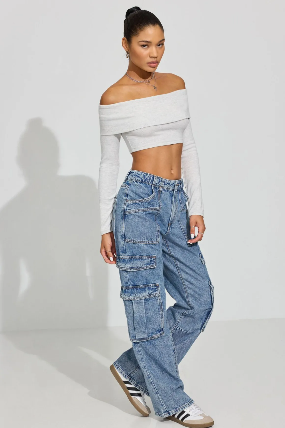 Sale High Rise Wide Cargo Jeans Cargos|Jeans