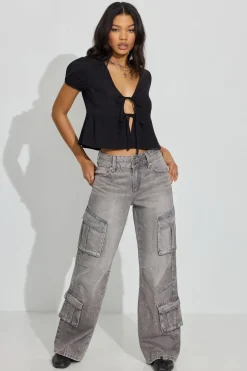 Store High Rise Wide Cargo Jeans Jeans