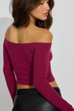 Clearance Isabella Femme Off Shoulder Top Long Sleeve Tops