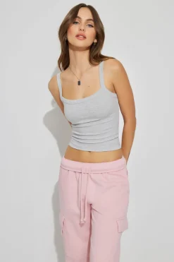 Hot Kasey Scoop Neck Ribbed Cami Tank Tops