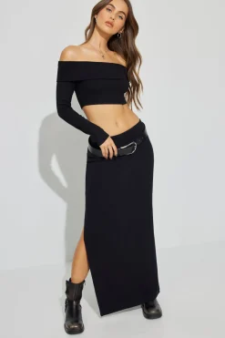 Online Kayla Foldover Off Shoulder Top Long Sleeve Tops