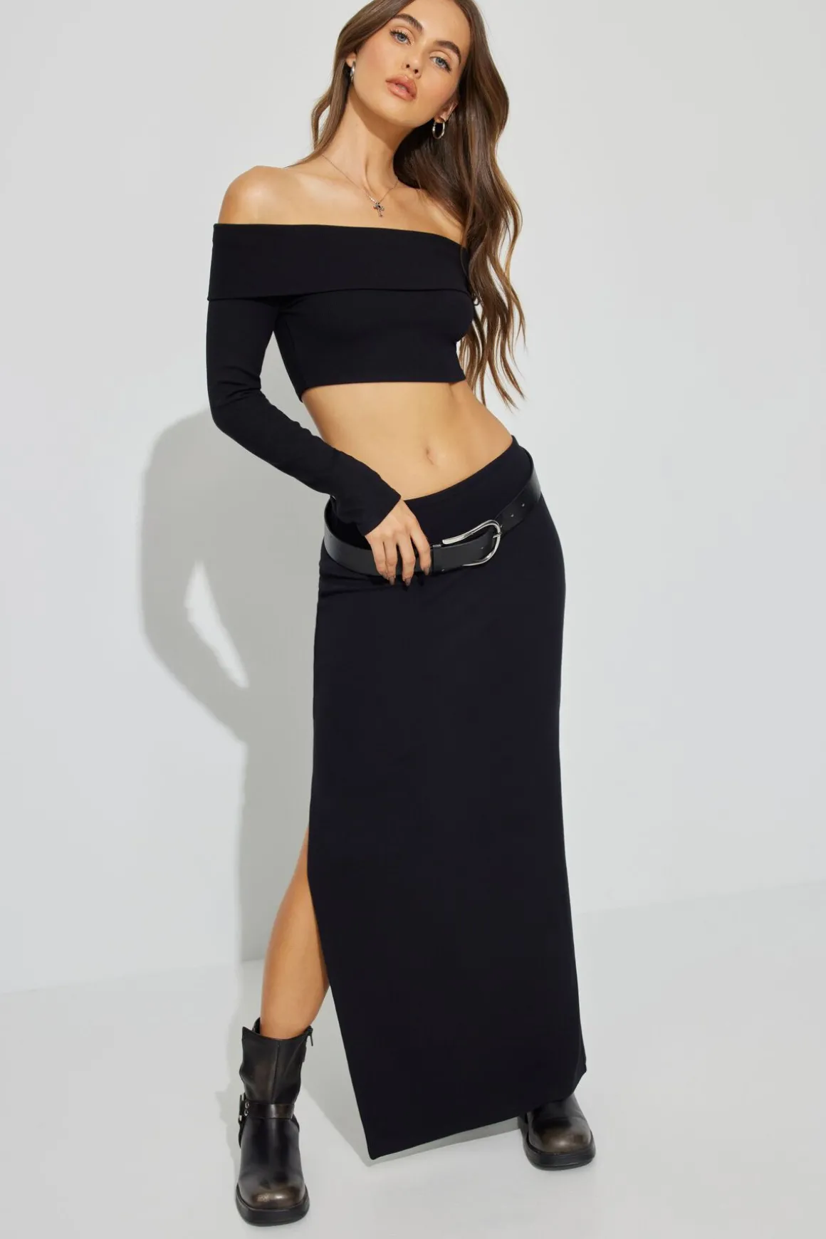 Online Kayla Foldover Off Shoulder Top Long Sleeve Tops