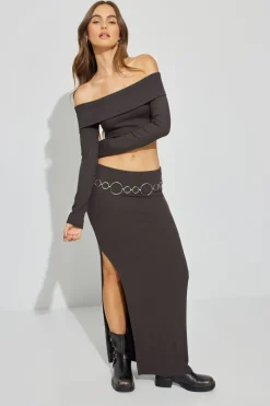 Best Kayla Foldover Off Shoulder Top Long Sleeve Tops