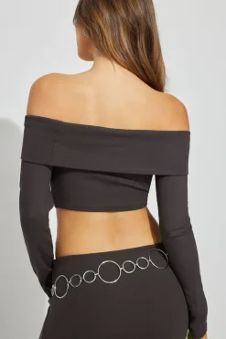 Best Kayla Foldover Off Shoulder Top Long Sleeve Tops