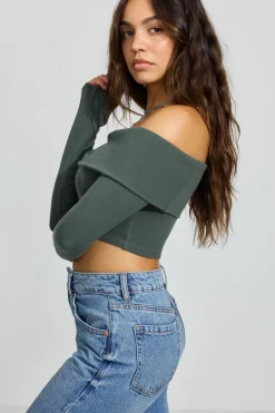 Hot Kayla Foldover Off Shoulder Top Sweaters & Cardigans|Long Sleeve Tops