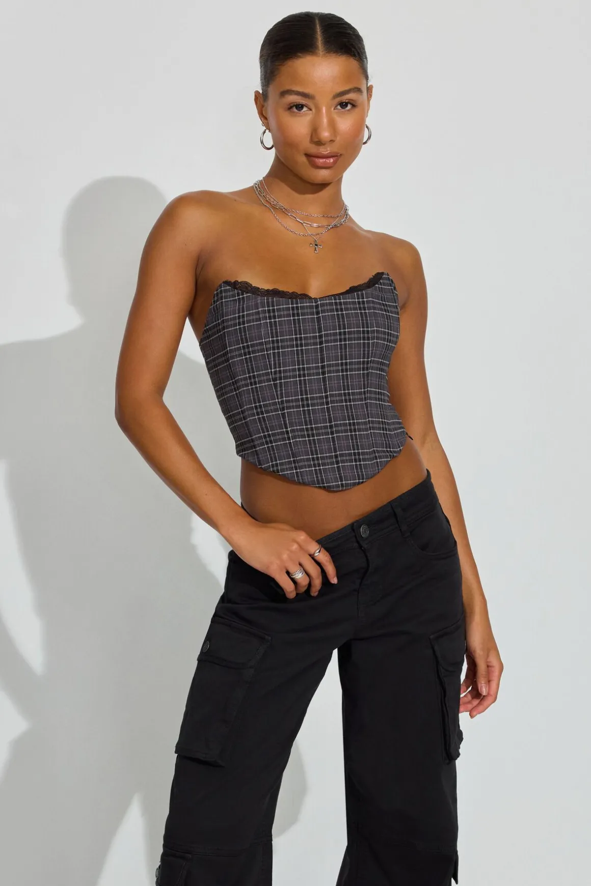 Fashion Lace Trim Strapless Bustier Tank Tops