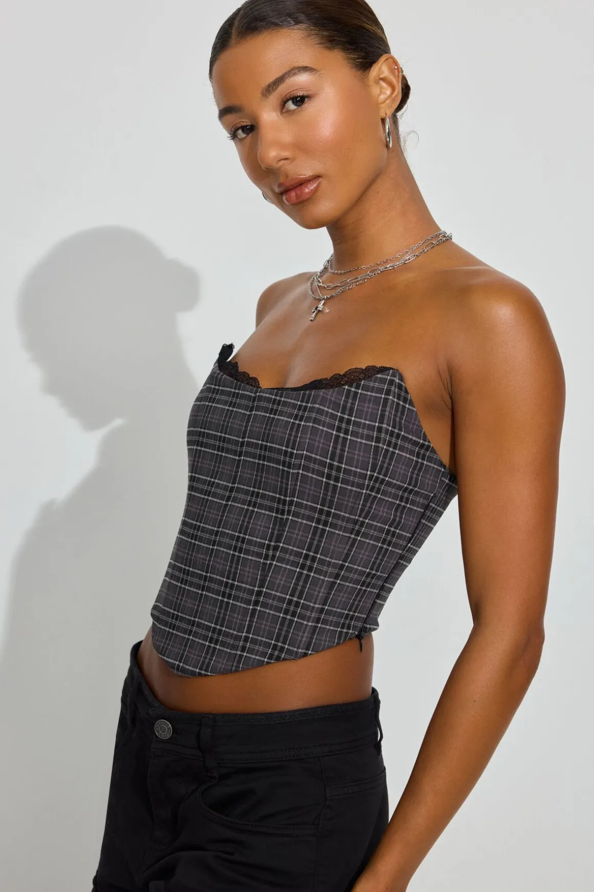 Fashion Lace Trim Strapless Bustier Tank Tops