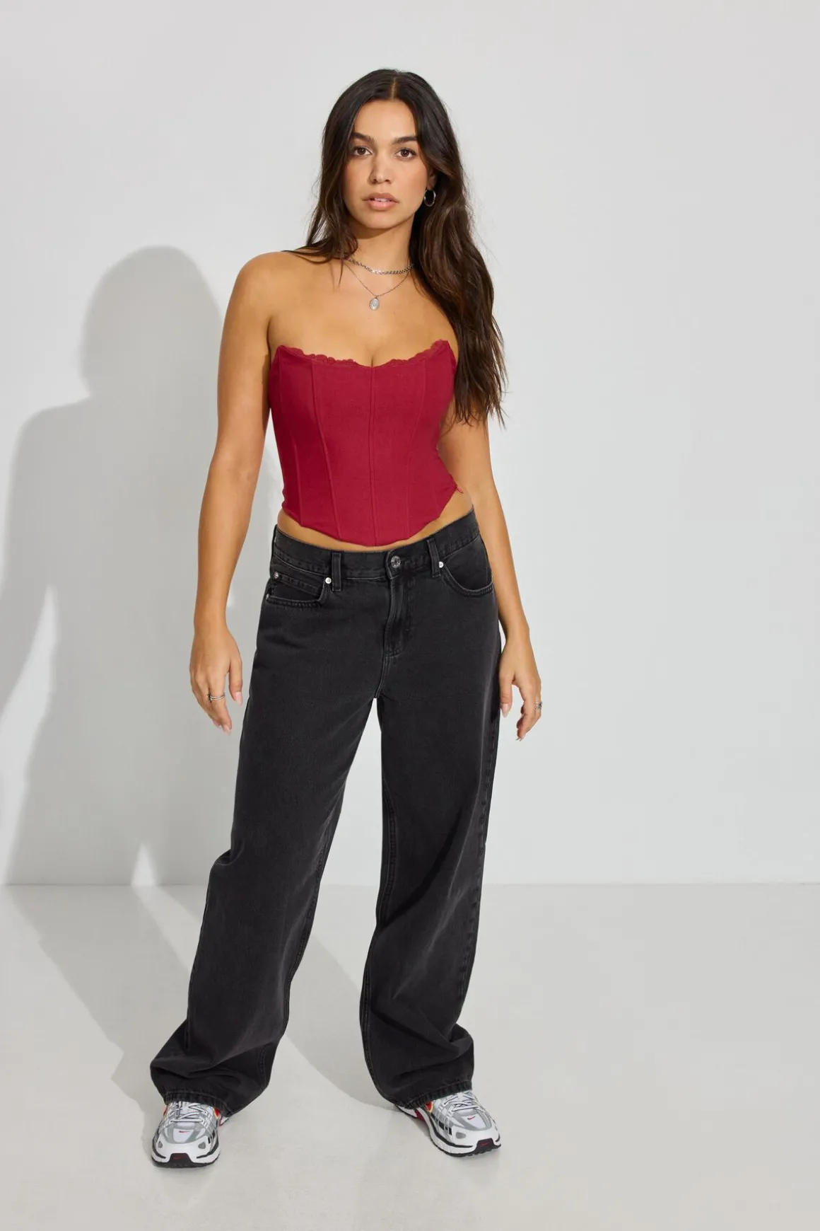 Cheap Lace Trim Strapless Bustier Tank Tops