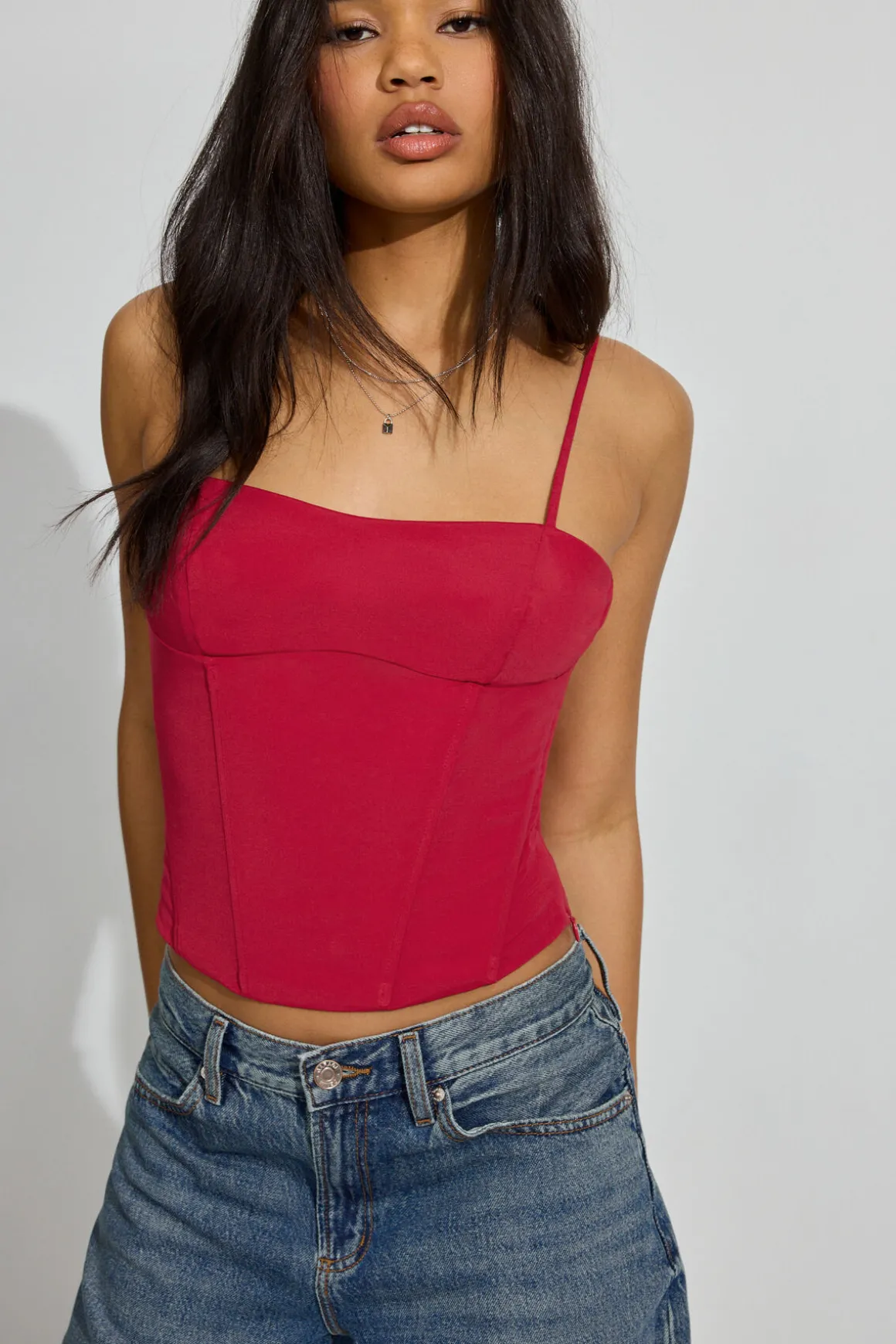Clearance Lace Up Back Bustier Cami Top Tank Tops