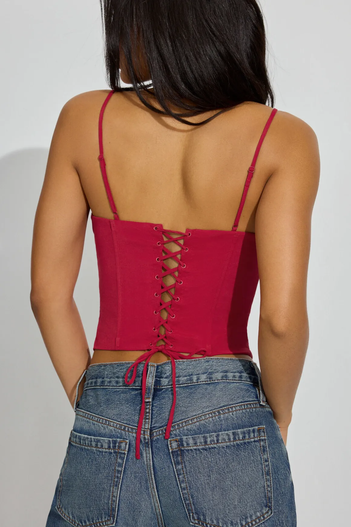 Clearance Lace Up Back Bustier Cami Top Tank Tops