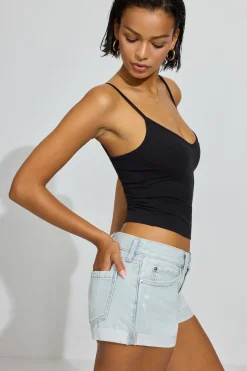 Cheap Low Rise Cuffed Denim Shorts Shorts & Skirts|Jean Shorts
