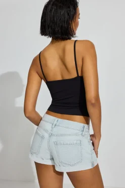 Cheap Low Rise Cuffed Denim Shorts Shorts & Skirts|Jean Shorts