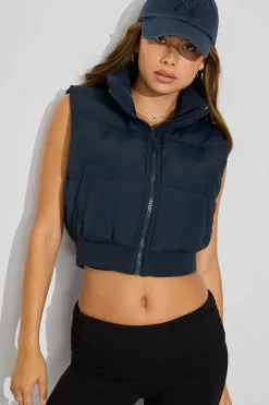 Shop Mini Puff Vest Cropped Jackets|Vests