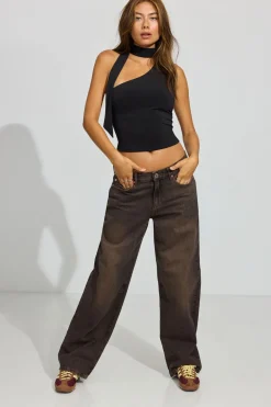Cheap One Shoulder Neck Tie Top Tank Tops