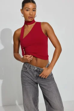 Best Sale One Shoulder Neck Tie Top Tank Tops