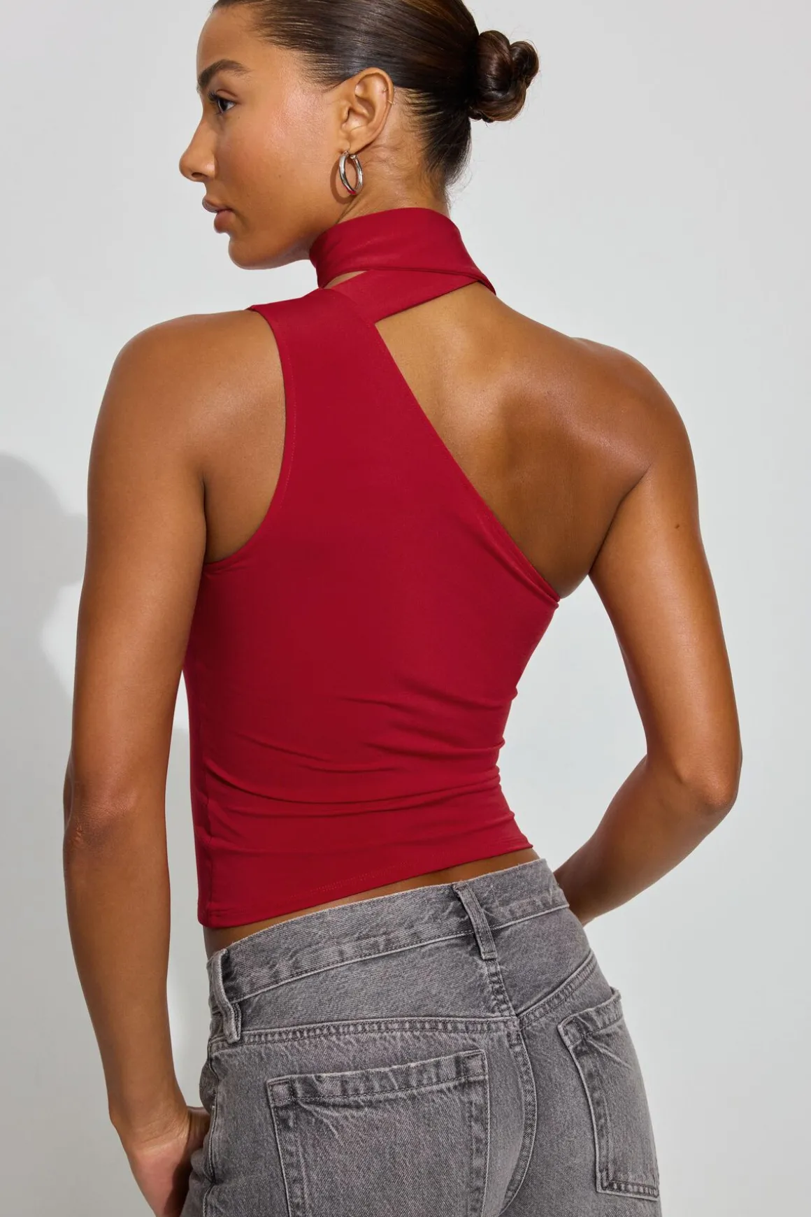 Best Sale One Shoulder Neck Tie Top Tank Tops